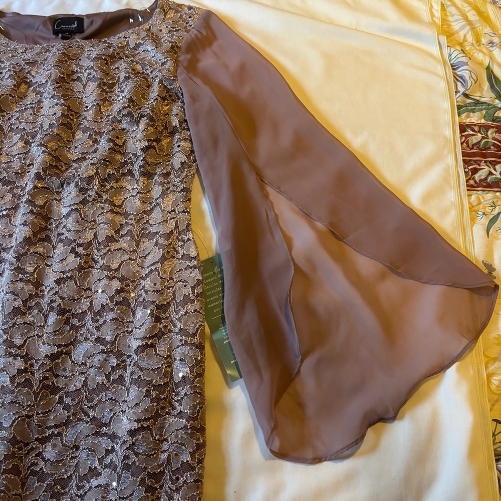 Connected Apparel NWT Womens Sz 14 Lace Overlay Sequined Cocktail Party Dress - Picture 10 of 13